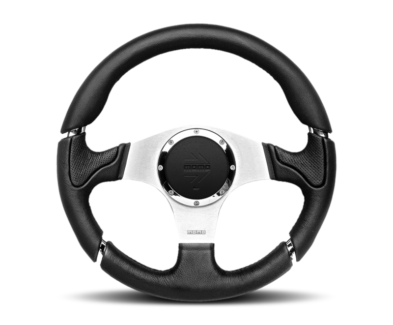 Momo Millenium Steering Wheel 350 mm - Black Leather/Black Stitch/Brshd Spokes Momo Millenium Steering Wheel 350 mm - Black Leather/Black Stitch/Brshd Spokes