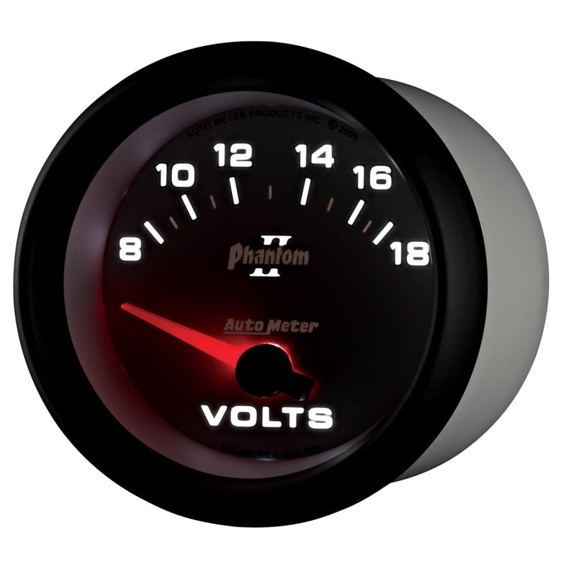 Autometer Phantom II 2-5/8in 18V Electric Voltmeter Gauge Autometer Phantom II 2-5/8in 18V Electric Voltmeter Gauge