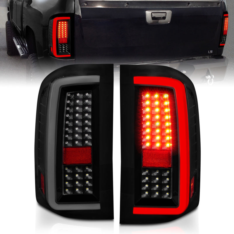 ANZO 2007-2013 Chevrolet Silverado1500/ 2500/ 3500 LED Tail Lights w/ Light Bar Black Housing Smoke ANZO 2007-2013 Chevrolet Silverado1500/ 2500/ 3500 LED Tail Lights w/ Light Bar Black Housing Smoke
