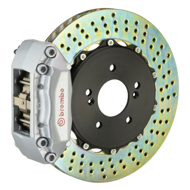Brembo 02-07 RSX Front GT BBK 4 Piston Cast 2pc 328x28 2pc Rotor Drilled-Silver Brembo 02-07 RSX Front GT BBK 4 Piston Cast 2pc 328x28 2pc Rotor Drilled-Silver