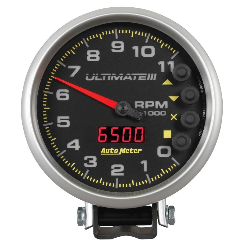 AutoMeter Gauge Tach 5in. 11K RPM Pedestal Datalogging Ultimate IIi Playback Black AutoMeter Gauge Tach 5in. 11K RPM Pedestal Datalogging Ultimate IIi Playback Black