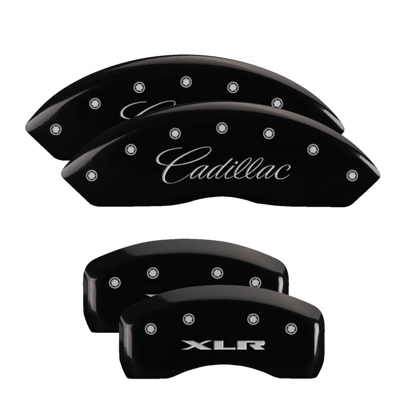 MGP 4 Caliper Covers Engraved Front Cursive/Cadillac Engraved Rear XLR Black finish silver ch MGP 4 Caliper Covers Engraved Front Cursive/Cadillac Engraved Rear XLR Black finish silver ch
