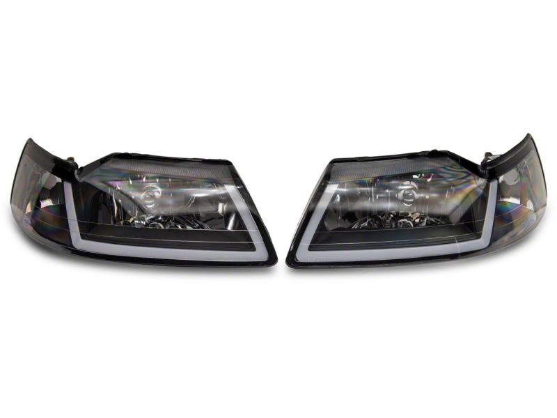 Raxiom 99-04 Ford Mustang Axial Series Headlights w/ Sequential LED Bar- Blk Housing (Clear Lens) Raxiom 99-04 Ford Mustang Axial Series Headlights w/ Sequential LED Bar- Blk Housing (Clear Lens)