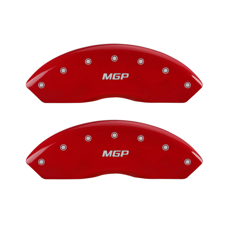 MGP 4 Caliper Covers Engraved Front & Rear GMC Red finish silver ch MGP 4 Caliper Covers Engraved Front & Rear GMC Red finish silver ch