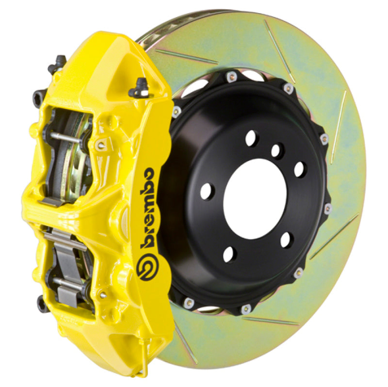 Brembo 99-07 Evo VI/VII/VIII/IXFront GT BBK 6 Piston Cast 355x32 2pc Rotor Slotted Type1-Yellow Brembo 99-07 Evo VI/VII/VIII/IXFront GT BBK 6 Piston Cast 355x32 2pc Rotor Slotted Type1-Yellow