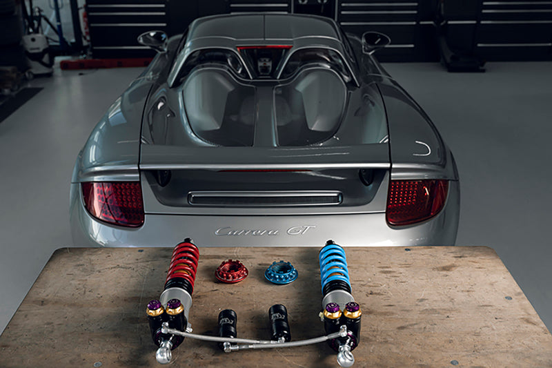 KW 04-05 Porsche Carrera GT Special Edition HLS4 V5 Coilover Kit w/ Red & Blue Springs KW 04-05 Porsche Carrera GT Special Edition HLS4 V5 Coilover Kit w/ Red & Blue Springs