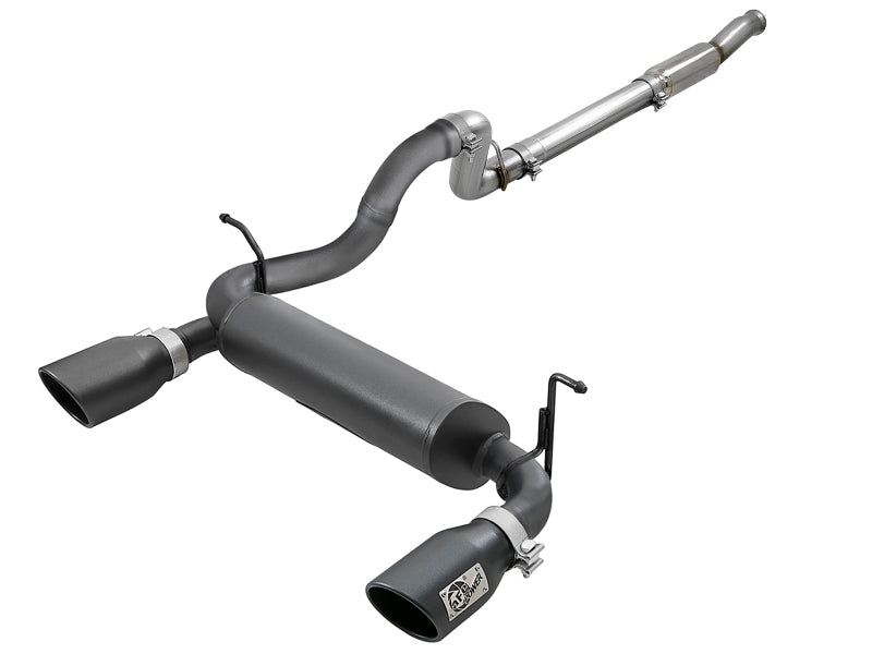 aFe Rebel Series 409 Stainless Steel Cat-Back Exhaust 18-21 Jeep Wrangler JL 2.0L (t) - Black Tip aFe Rebel Series 409 Stainless Steel Cat-Back Exhaust 18-21 Jeep Wrangler JL 2.0L (t) - Black Tip