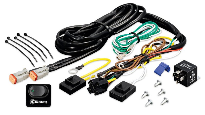 KC HiLiTES Wiring Harness w/40 AMP Relay & LED Rocker Switch (Up to 2 - 130w Lights) KC HiLiTES Wiring Harness w/40 AMP Relay & LED Rocker Switch (Up to 2 - 130w Lights)
