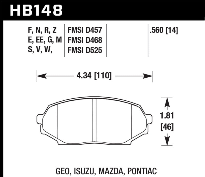 Hawk 89-93 Miata HPS Street Front Brake Pads (D525) Hawk 89-93 Miata HPS Street Front Brake Pads (D525)
