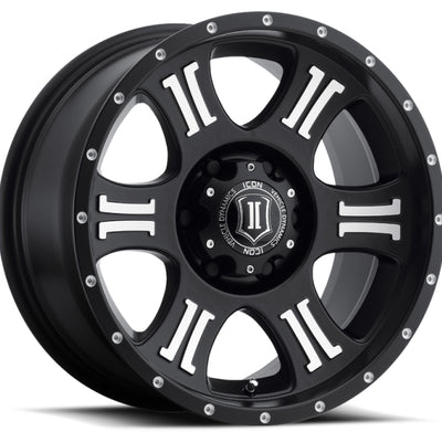 ICON Shield 17x8.5 6x135 6mm Offset 5in BS 87.1mm Bore Satin Black/Machined Wheel