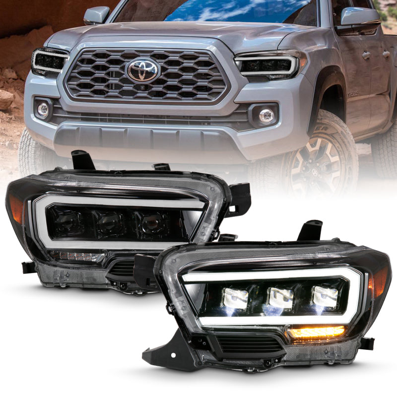 ANZO 2016-2018 Toyota Tacoma LED Projector Headlights Plank Style Black w/ Amber ANZO 2016-2018 Toyota Tacoma LED Projector Headlights Plank Style Black w/ Amber