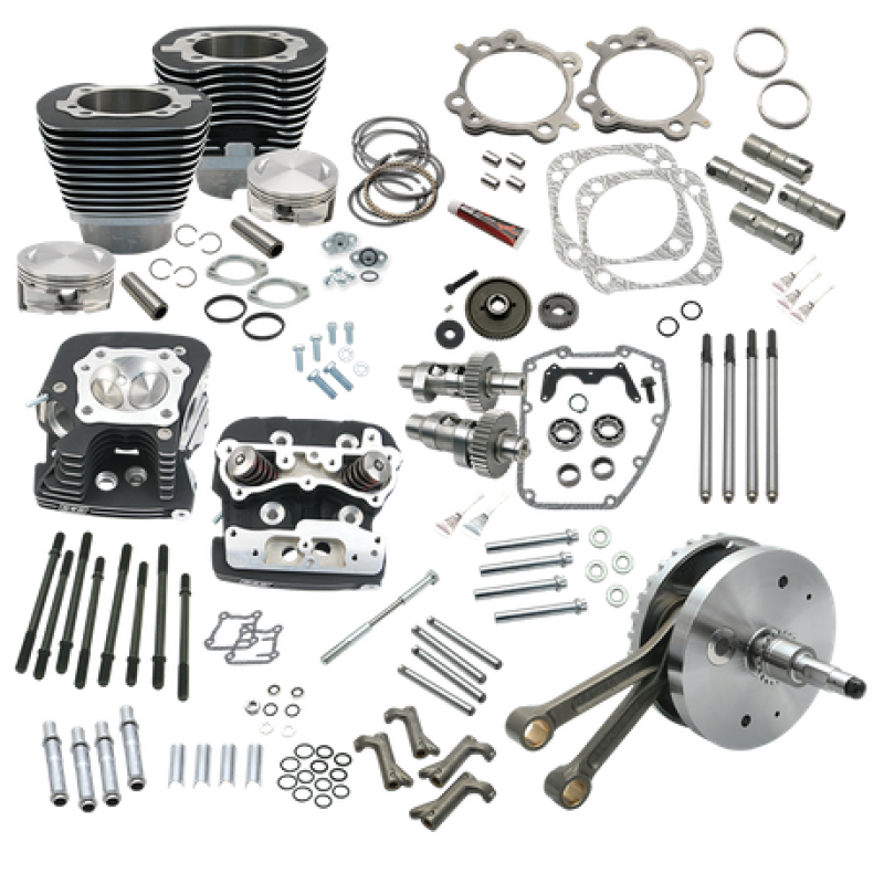S&S Cycle 00-06 BT 124in Hot Set Up Kit w/ S&S Cylinder Heads - Wrinkle Black S&S Cycle 00-06 BT 124in Hot Set Up Kit w/ S&S Cylinder Heads - Wrinkle Black