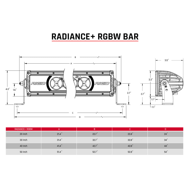 Rigid Industries Radiance+ 20in. RGBW Light Bar Rigid Industries Radiance+ 20in. RGBW Light Bar