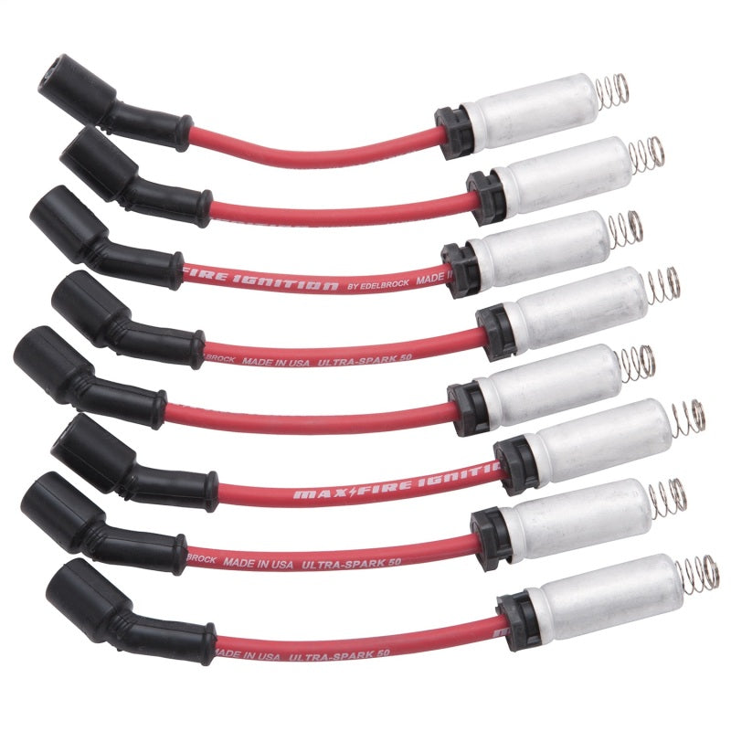 Edelbrock Spark Plug Wire Set Ls Kit w/ Metal Sleeves 99-15 50 Ohm Resistance Red Wire (Set of 8) Edelbrock Spark Plug Wire Set Ls Kit w/ Metal Sleeves 99-15 50 Ohm Resistance Red Wire (Set of 8)