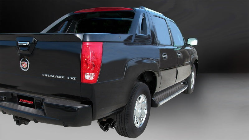 Corsa 2002-2006 Cadillac Escalade 6.0L V8 3in Cat-Back Single Side w Twin 4in Black Pro-Series Tips Corsa 2002-2006 Cadillac Escalade 6.0L V8 3in Cat-Back Single Side w Twin 4in Black Pro-Series Tips