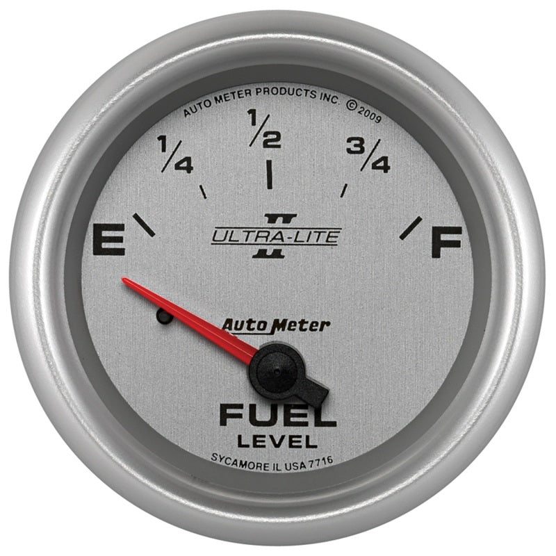 AutoMeter Gauge Fuel Level 2-5/8in. 240 Ohm(e) to 33 Ohm(f) Elec Ultra-Lite II AutoMeter Gauge Fuel Level 2-5/8in. 240 Ohm(e) to 33 Ohm(f) Elec Ultra-Lite II
