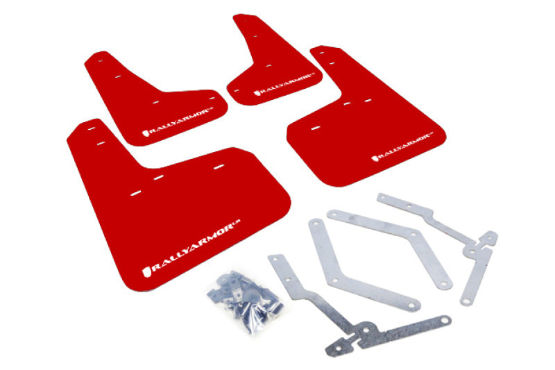 Rally Armor 12-19 Ford Focus ST / 16-19 RS Red Mud Flap w/White Logo Rally Armor 12-19 Ford Focus ST / 16-19 RS Red Mud Flap w/White Logo