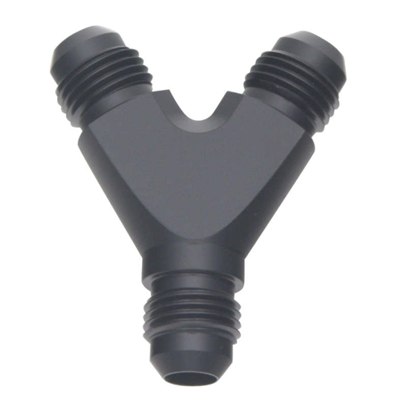 DeatschWerks 6AN Male Flare to 6AN Male Flare to 6AN Male Flare Y Fitting - Anodized Matte Black DeatschWerks 6AN Male Flare to 6AN Male Flare to 6AN Male Flare Y Fitting - Anodized Matte Black