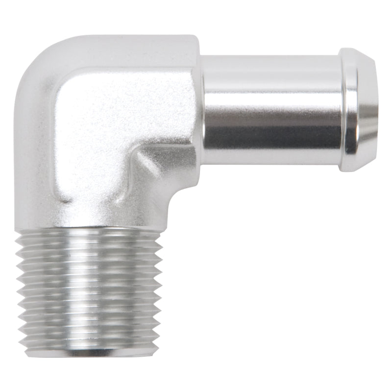 Edelbrock Hose End 90-Deg 1/2In NPT to 5/8In Barb Clear Anodize Edelbrock Hose End 90-Deg 1/2In NPT to 5/8In Barb Clear Anodize