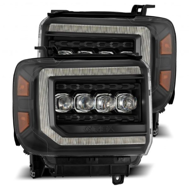 AlphaRex 14-18 GMC Sierra NOVA LED Proj Headlights Plank Style Black w/Activ Light/Seq Signal/DRL AlphaRex 14-18 GMC Sierra NOVA LED Proj Headlights Plank Style Black w/Activ Light/Seq Signal/DRL