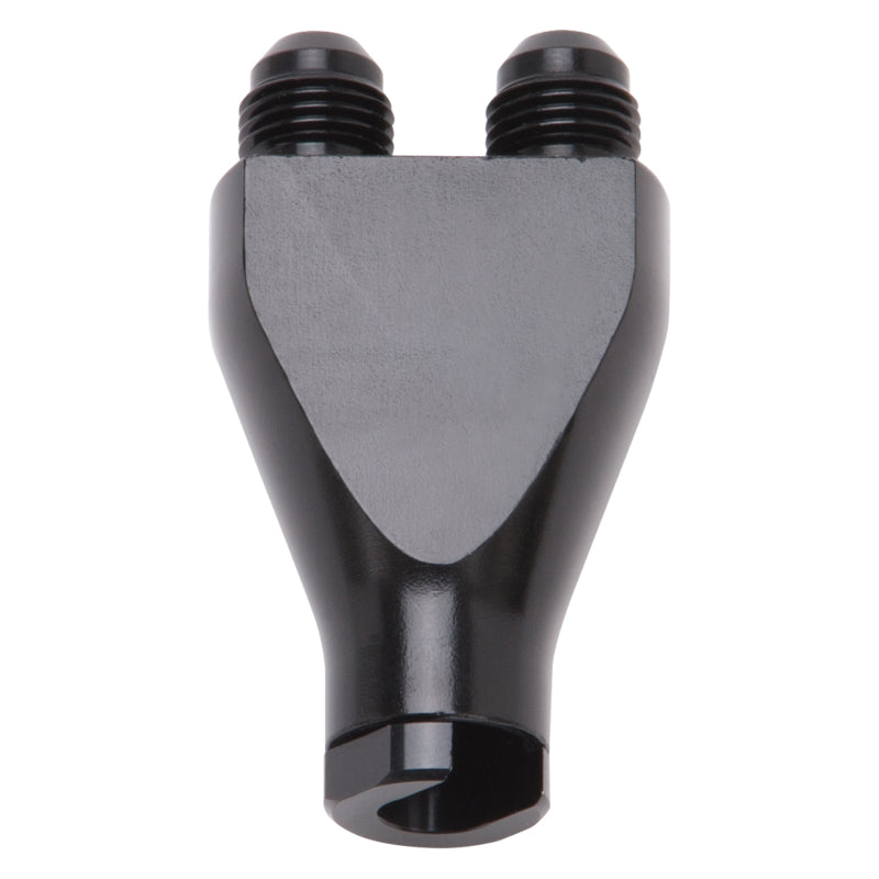 Russell Performance Billet Y-Block Adapter 3/8in SAE Qick Disconnect (2) -6AN Male Flare Black Russell Performance Billet Y-Block Adapter 3/8in SAE Qick Disconnect (2) -6AN Male Flare Black
