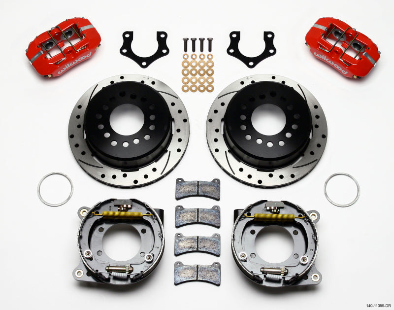 Wilwood Dynapro Low-Profile 11.00in P-Brake Kit Drill-Red Mopar/Dana 2.36in Off w/Snap Ring Bearing Wilwood Dynapro Low-Profile 11.00in P-Brake Kit Drill-Red Mopar/Dana 2.36in Off w/Snap Ring Bearing