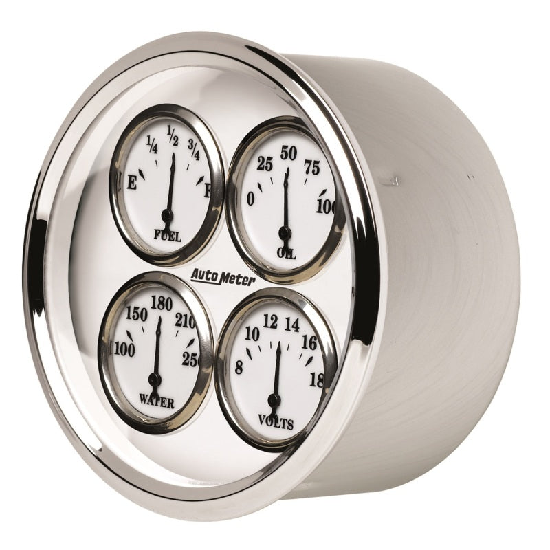 AutoMeter Gauge Quad 5in. 0 Ohm(e) to 90 Ohm(f)Elec Old Tyme White II AutoMeter Gauge Quad 5in. 0 Ohm(e) to 90 Ohm(f)Elec Old Tyme White II