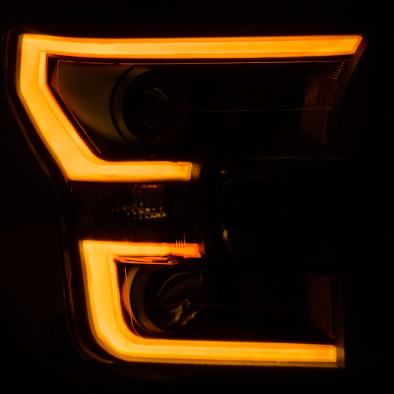 ANZO 2015-2017 Ford F-150 Projector Headlights w/ Plank Style Switchback Black w/ Amber ANZO 2015-2017 Ford F-150 Projector Headlights w/ Plank Style Switchback Black w/ Amber