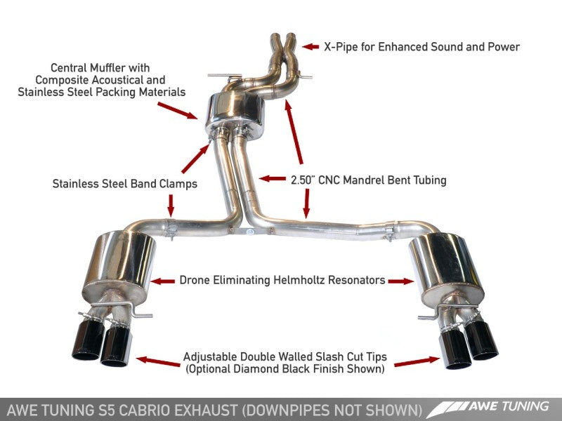 AWE Tuning Audi B8.5 S5 3.0T Touring Edition Exhaust System - Polished Silver Tips (90mm) AWE Tuning Audi B8.5 S5 3.0T Touring Edition Exhaust System - Polished Silver Tips (90mm)