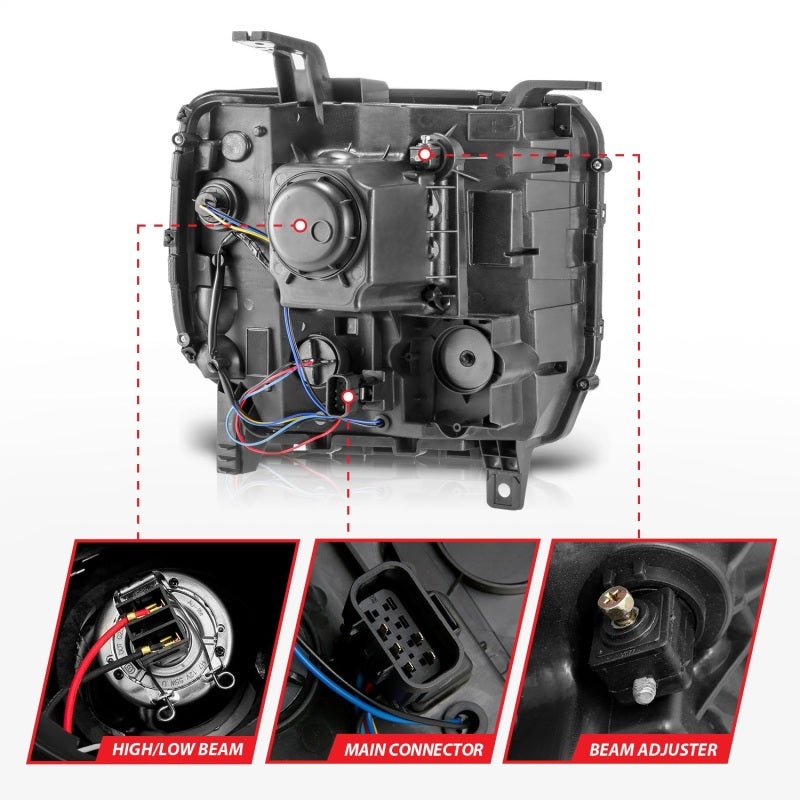 ANZO 14-15 GMC Sierra 1500/2500HD/3500HD Plank Style Projector Headlight - Chrome Housing ANZO 14-15 GMC Sierra 1500/2500HD/3500HD Plank Style Projector Headlight - Chrome Housing