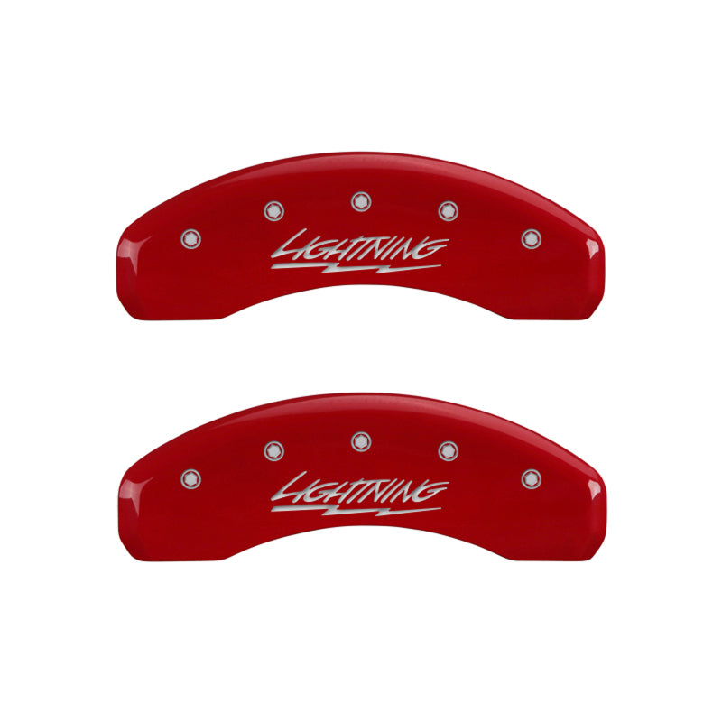 MGP 4 Caliper Covers Engraved Front & Rear Lightning Red finish silver ch MGP 4 Caliper Covers Engraved Front & Rear Lightning Red finish silver ch