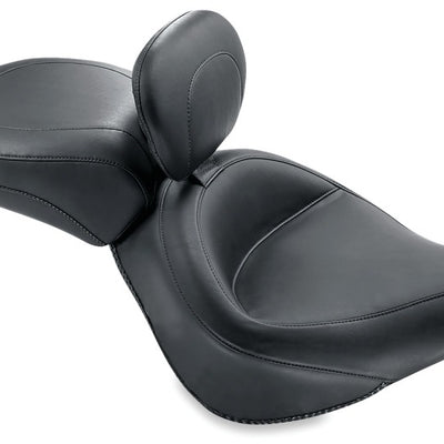 Mustang 84-06 Harley Standard Rear Tire Wide Touring Std Solo Seat w/Driver Backrest - Black