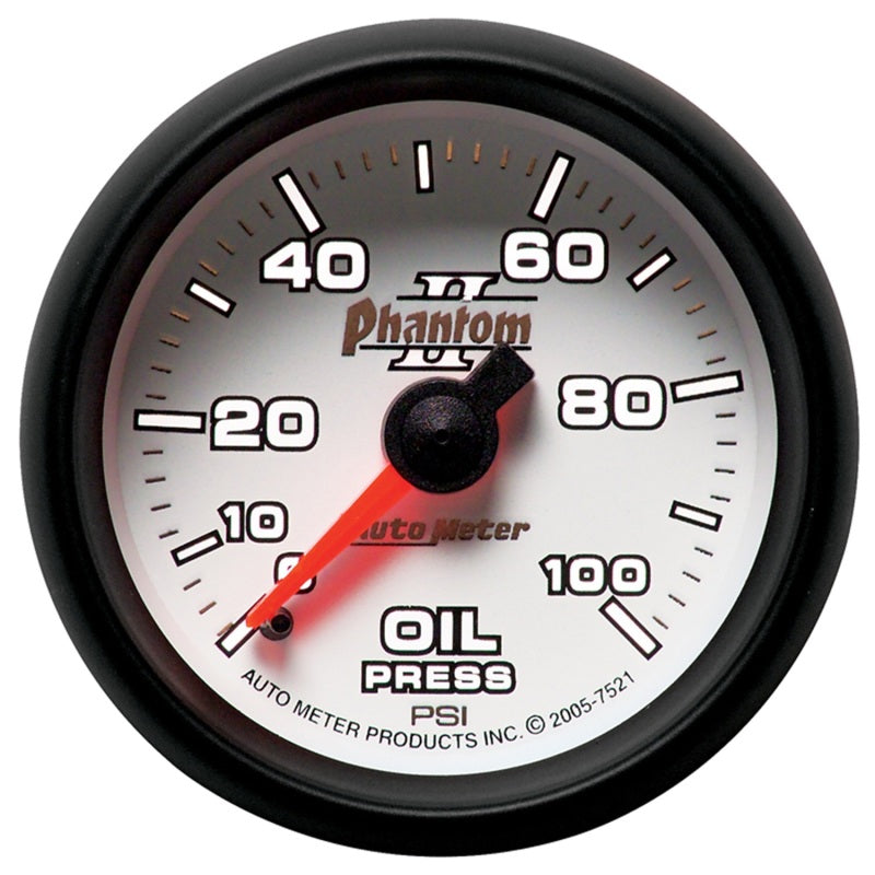 Autometer Phantom II 52.4mm Mechanical 0-100psi Oil Pressure Gauge Autometer Phantom II 52.4mm Mechanical 0-100psi Oil Pressure Gauge