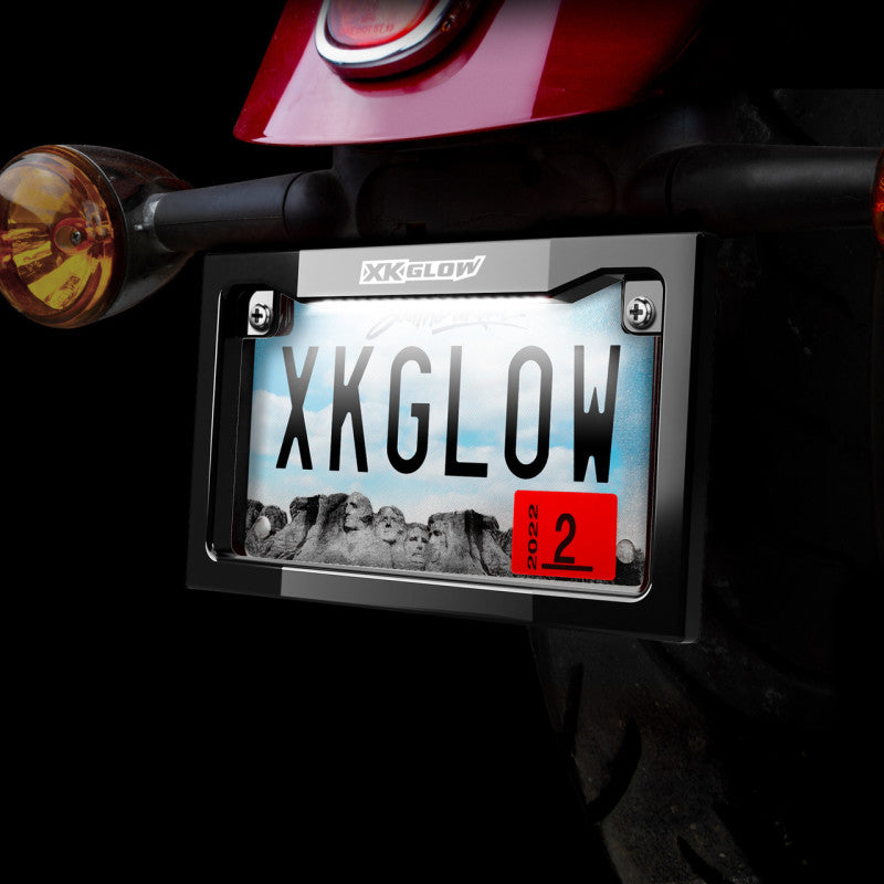 XK Glow Motorcycle License Plate Frame Light w/ White LED - Black XK Glow Motorcycle License Plate Frame Light w/ White LED - Black