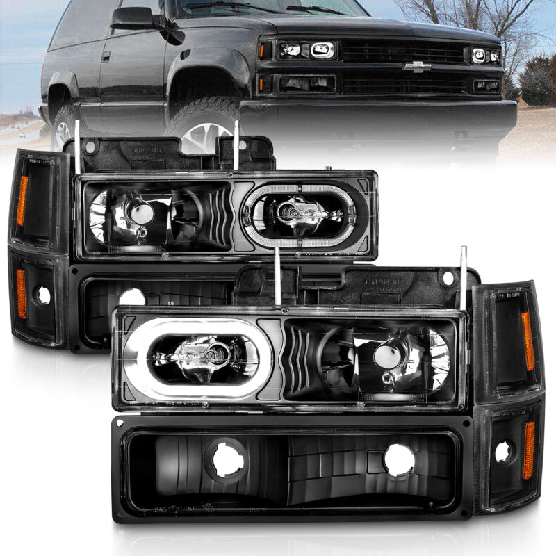 ANZO 88-98 Chevrolet C1500 Crystal Headlights Black Housing w/ Signal and Side Marker Lights ANZO 88-98 Chevrolet C1500 Crystal Headlights Black Housing w/ Signal and Side Marker Lights
