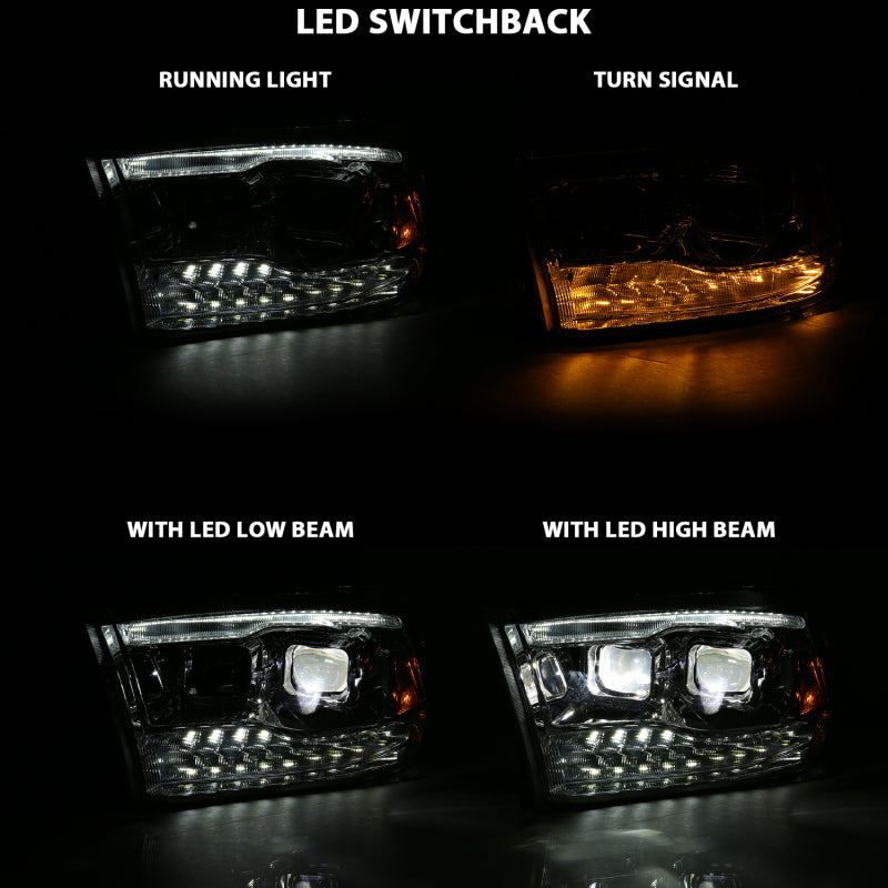 ANZO 16-18 Chevrolet Silverado 1500 LED Projector Headlights w/Plank Style Switchback Chrome w/Amber ANZO 16-18 Chevrolet Silverado 1500 LED Projector Headlights w/Plank Style Switchback Chrome w/Amber
