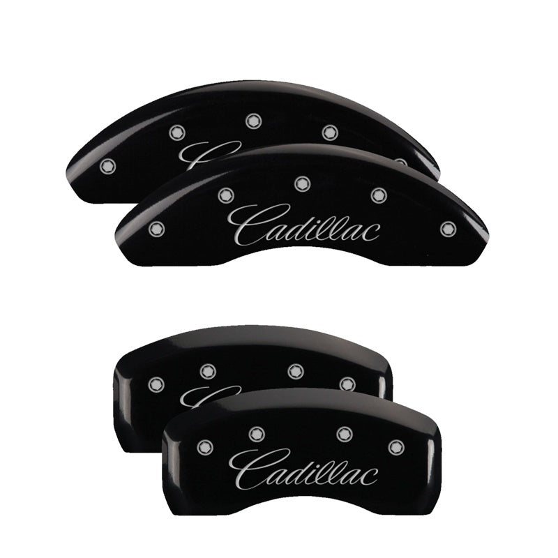 MGP 4 Caliper Covers Engraved Front & Rear Cursive/Cadillac Black finish silver ch MGP 4 Caliper Covers Engraved Front & Rear Cursive/Cadillac Black finish silver ch