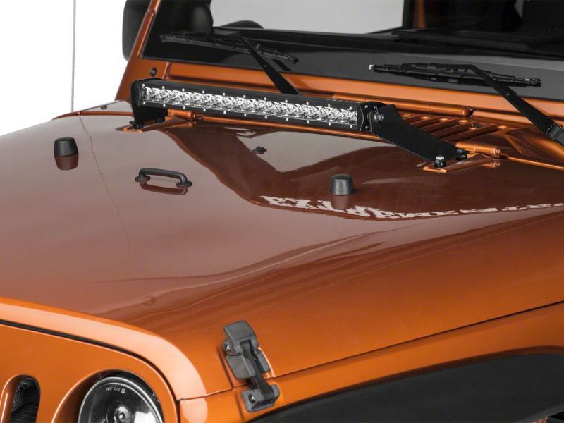 Raxiom 07-18 Jeep Wrangler JK 20-In Light Bar Hood Mounting Brackets Raxiom 07-18 Jeep Wrangler JK 20-In Light Bar Hood Mounting Brackets