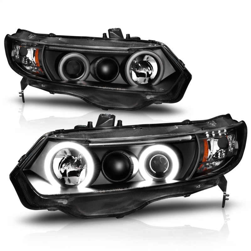 ANZO 2006-2011 Honda Civic Projector Headlights w/ Halo Black (CCFL) ANZO 2006-2011 Honda Civic Projector Headlights w/ Halo Black (CCFL)
