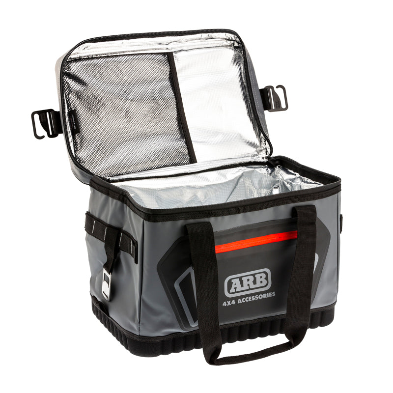 ARB Cooler Bag Charcoal w/ Red Highlights 15in L x 11in W x 9in H Holds 22 Cans ARB Cooler Bag Charcoal w/ Red Highlights 15in L x 11in W x 9in H Holds 22 Cans