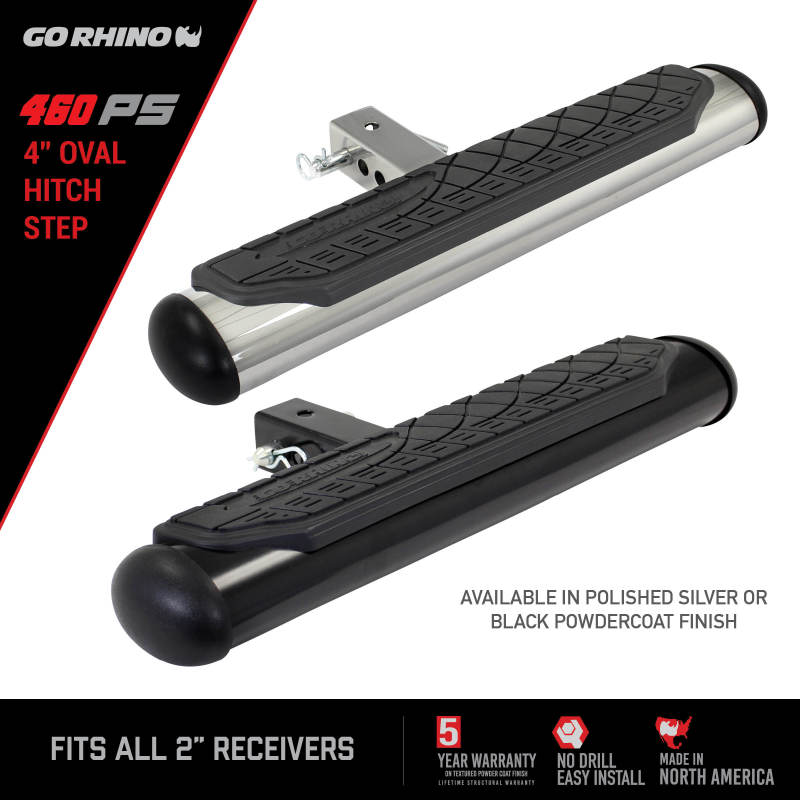 Go Rhino 4in Oval Hitch Step - Stainless Go Rhino 4in Oval Hitch Step - Stainless
