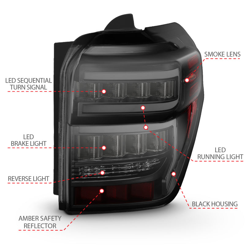 ANZO 2014-2020 Toyota 4Runner T.L Black Housing Smoke Lens Red Light Bar W/Sequential ANZO 2014-2020 Toyota 4Runner T.L Black Housing Smoke Lens Red Light Bar W/Sequential