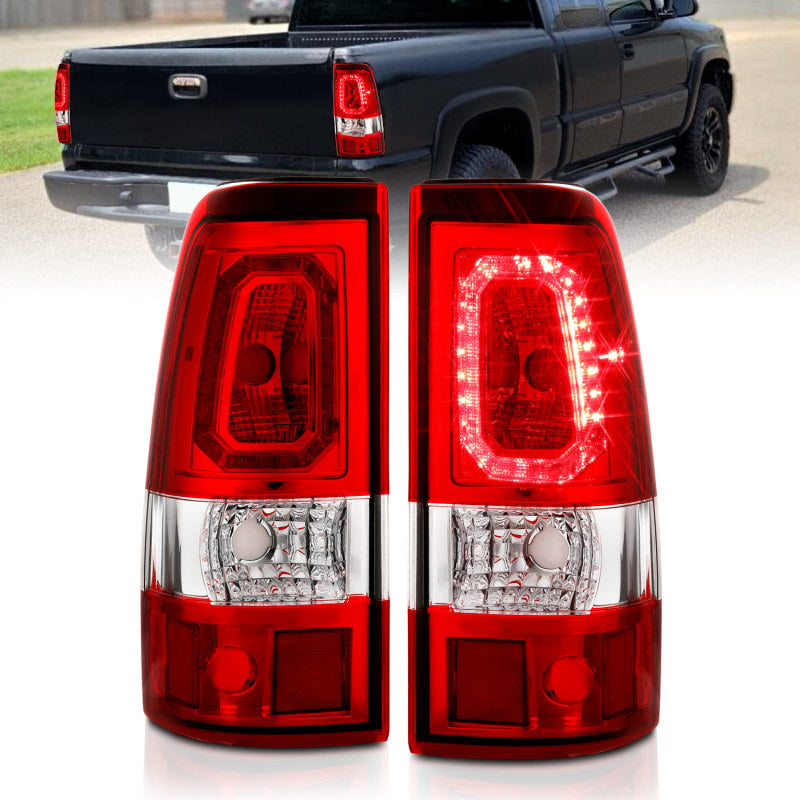 ANZO 2003-2006 Chevy Silverado 1500 LED Taillights Plank Style Chrome With Red/Clear Lens ANZO 2003-2006 Chevy Silverado 1500 LED Taillights Plank Style Chrome With Red/Clear Lens