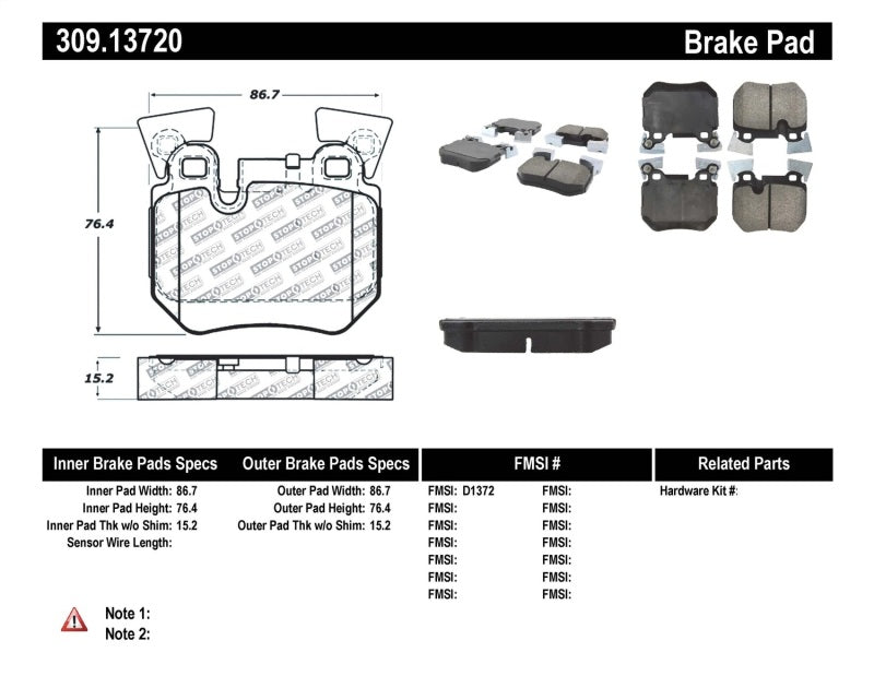 StopTech Performance 08-09 BMW 128i/135i Coupe Rear Brake Pads StopTech Performance 08-09 BMW 128i/135i Coupe Rear Brake Pads