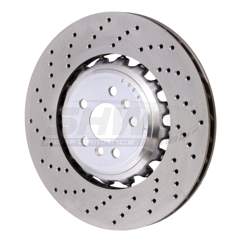 SHW 18-21 BMW M5 4.4L Left Rear Cross-Drilled Lightweight Brake Rotor (34217991103) SHW 18-21 BMW M5 4.4L Left Rear Cross-Drilled Lightweight Brake Rotor (34217991103)