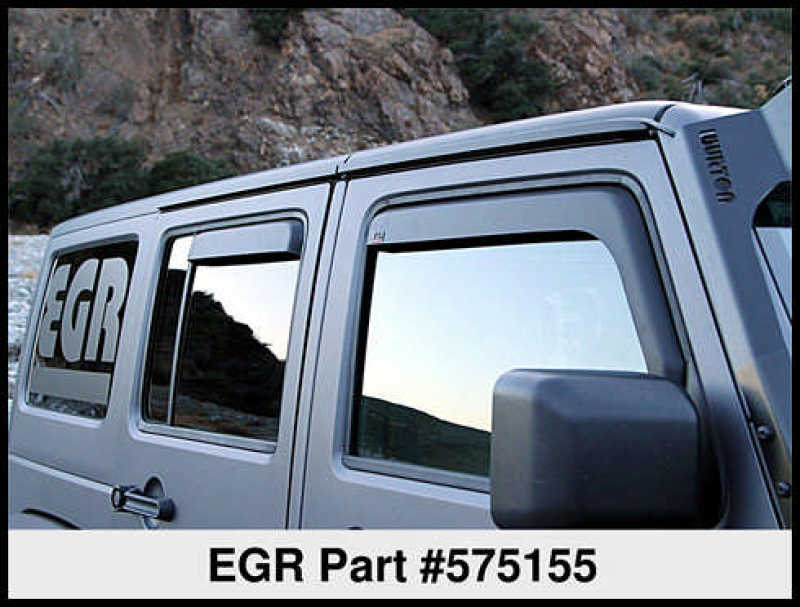 EGR 07-13 Jeep Wrangler JK In-Channel Window Visors - Set of 4 - Matte (575155) EGR 07-13 Jeep Wrangler JK In-Channel Window Visors - Set of 4 - Matte (575155)