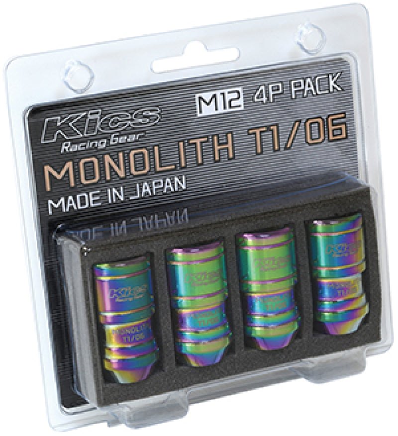 Project Kics 12 x 1.5 Neochrome T1/06 Monolith Lug Nuts - 4 Pcs Project Kics 12 x 1.5 Neochrome T1/06 Monolith Lug Nuts - 4 Pcs