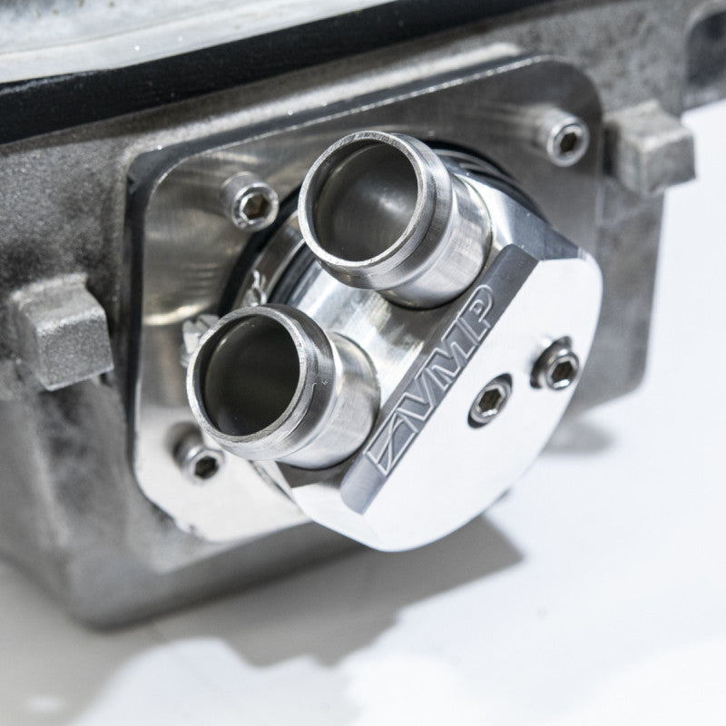 VMP Performance 1in Ford Mustang Cobra Engineering High-Flow Water Manifold VMP Performance 1in Ford Mustang Cobra Engineering High-Flow Water Manifold