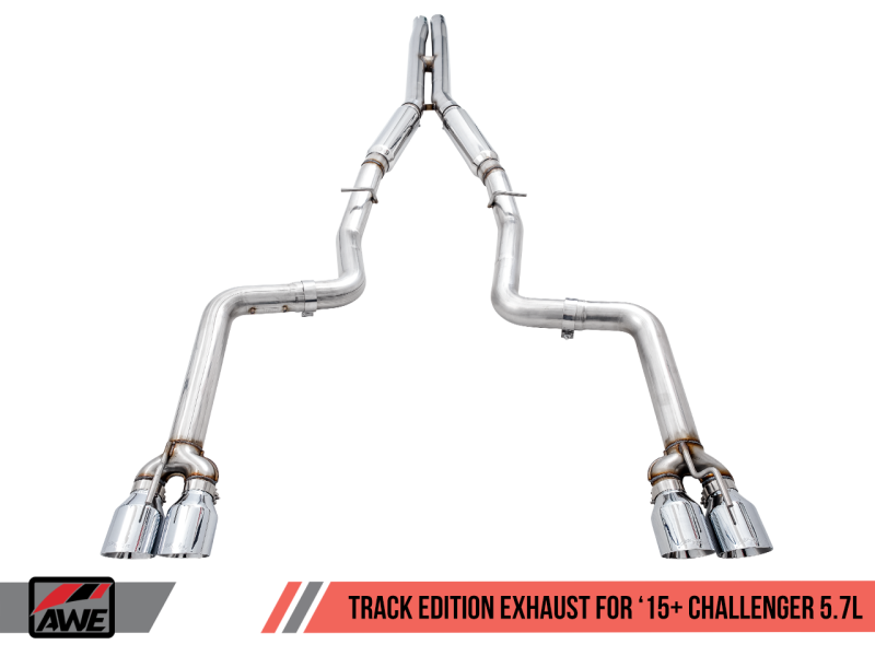 AWE Tuning 2017+ Dodge Challenger 5.7L Track Edition Exhaust - Chrome Silver Quad Tips AWE Tuning 2017+ Dodge Challenger 5.7L Track Edition Exhaust - Chrome Silver Quad Tips