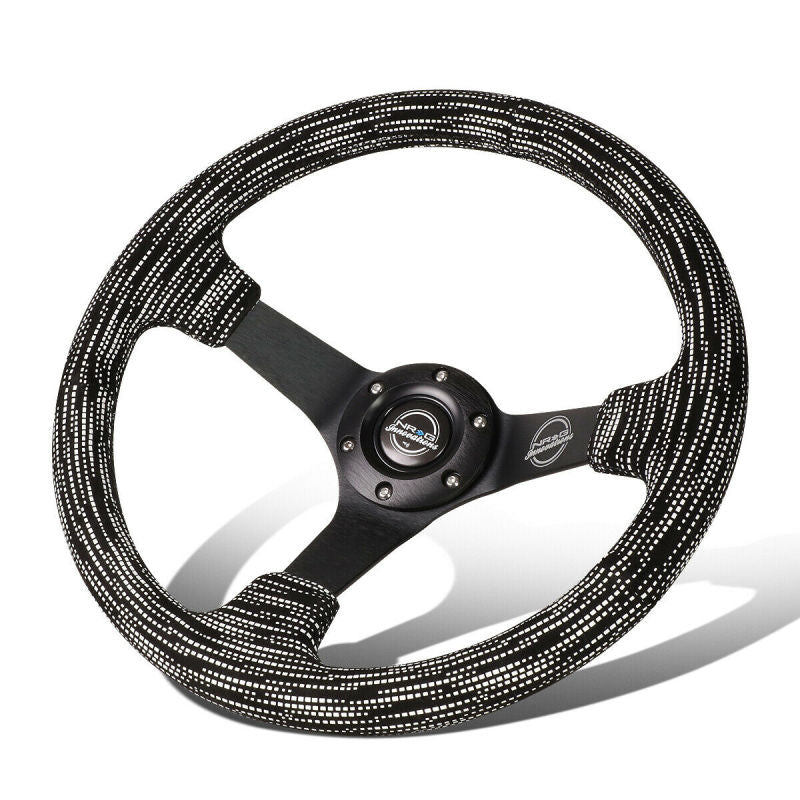 NRG Reinforced Steering Wheel (350mm / 3in. Deep) Microfiber/Black Stitch w/5mm Matte Black Spokes NRG Reinforced Steering Wheel (350mm / 3in. Deep) Microfiber/Black Stitch w/5mm Matte Black Spokes